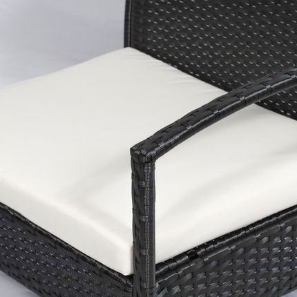 4-Seater Rattan Garden Furniture Set Black Cream Outdoor Patio Bistro