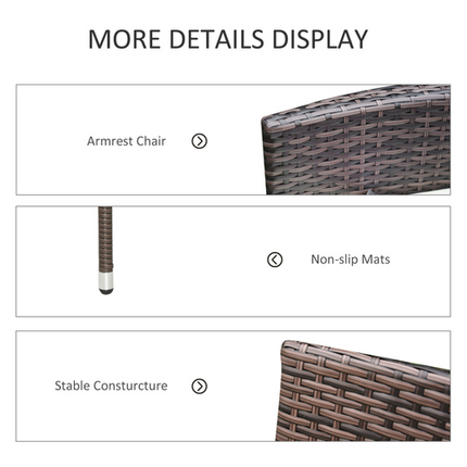 Outsunny 4 PC Outdoor Rattan Armchair Wicker Dining Chair Set for Garden Brown