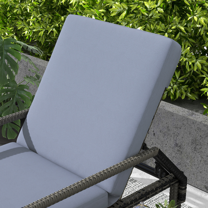 Mixed Grey Rattan Sun Lounger Garden Furniture w/ Adjustable Backrest & Wheels