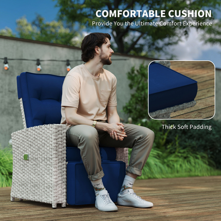 Stylish Grey Rattan Outdoor Set with Reclining Loveseat & Armchairs