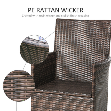 Outsunny 4 PC Outdoor Rattan Armchair Wicker Dining Chair Set for Garden Brown