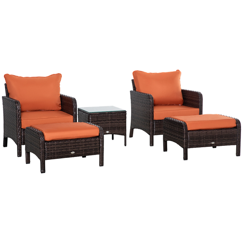 2 Seater PE Rattan Garden Furniture Set, Glass Top Table  Brown