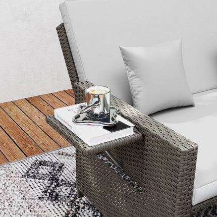Outsunny Garden Rattan Furniture Set 2 Seater Patio Sun Lounger Daybed Sun Bed