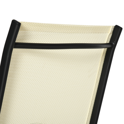 Set of 2 Foldable Metal Garden Chairs Dining Seat Yard Furniture Beige