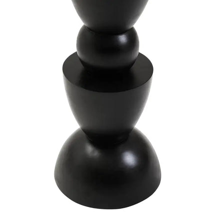 Walsa Black Finish Mango Wood Circle Column Detail Side Table