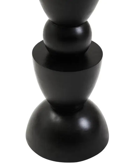 Walsa Black Finish Mango Wood Circle Column Detail Side Table