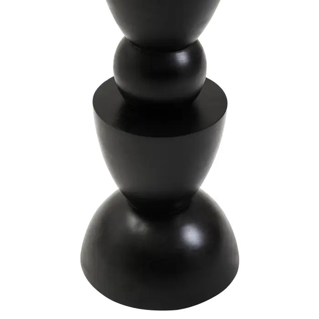 Walsa Black Finish Mango Wood Circle Column Detail Side Table