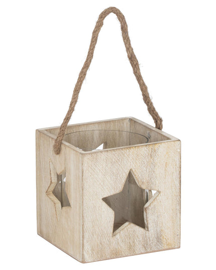 Washed Wood Large Star Tealight Candle Holder