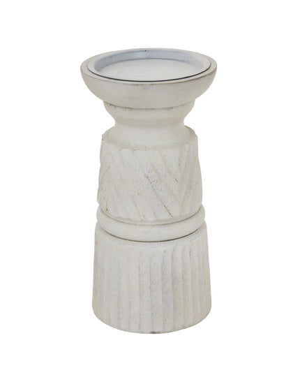 White Carved Candle Holder