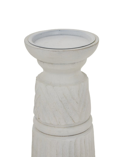 White Carved Candle Holder