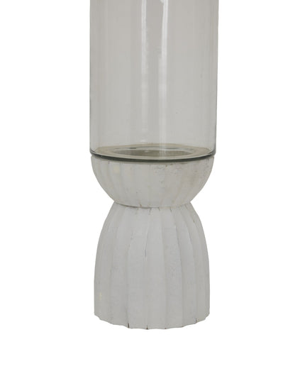 White Carved Hurricane Lantern