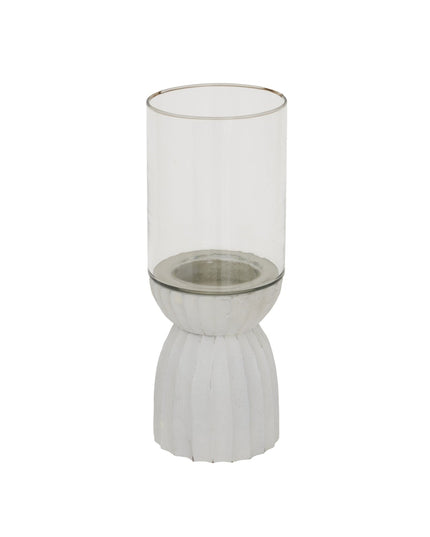 White Carved Hurricane Lantern