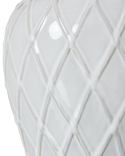 White Ceramic Ginger Jar Lamp With Linen Shade