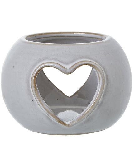 White Ceramic Heart Cut-Out Round Tealight Holder