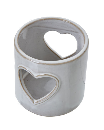 White Ceramic Heart Cut-Out Tealight Holder