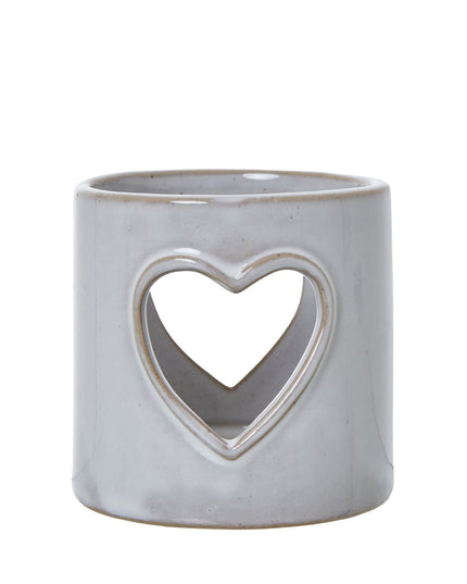 White Ceramic Heart Cut-Out Tealight Holder