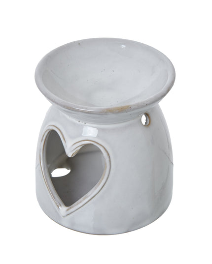 White Ceramic Heart Cut-Out Wax Melt Tealight Holder
