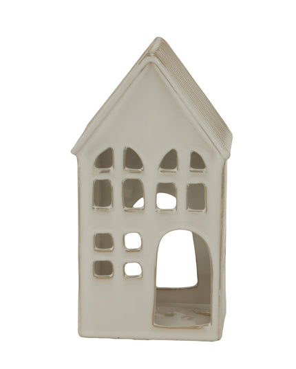 White Ceramic House Tea Light Holder