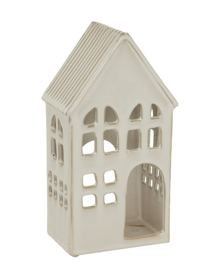 White Ceramic House Tea Light Holder