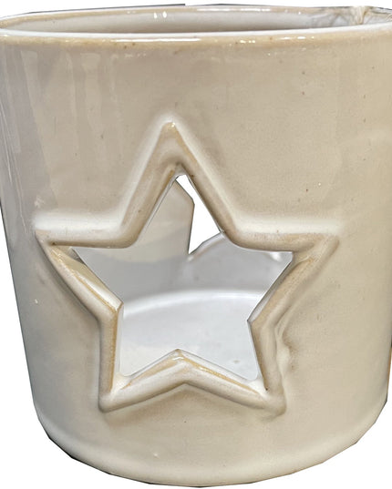 White Ceramic Star Cut-Out Tealight Holder