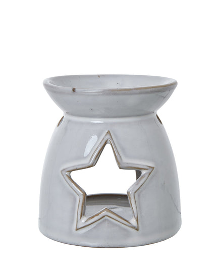 White Ceramic Star Cut-Out Wax Melt Tealight Holder