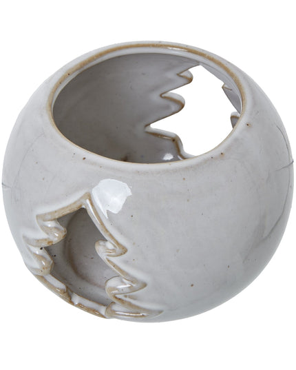 White Ceramic Tree Cut-Out Round Tealight Holder