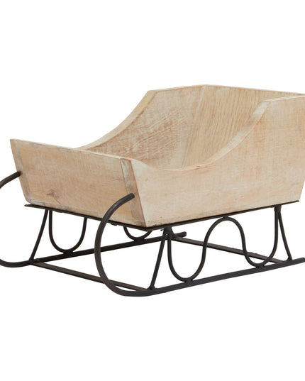 White Wash Collection Wooden Decorative Sleigh