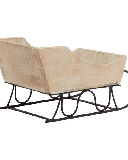 White Wash Collection Wooden Decorative Sleigh