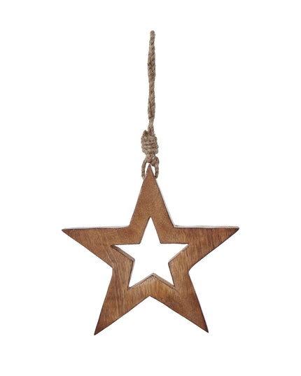 White Wash Collection Wooden Hanging Star Decoration
