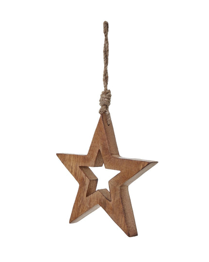 White Wash Collection Wooden Hanging Star Decoration