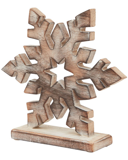 White Wash Collection Wooden Snowflake Decoration