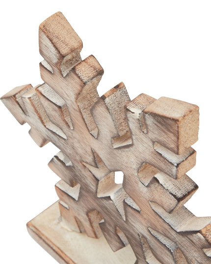 White Wash Collection Wooden Snowflake Decoration