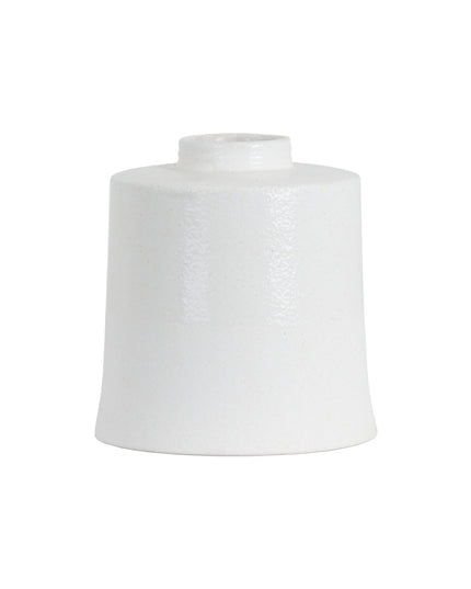 White With Grey Detail Large Cylindrical Ceramic Vase