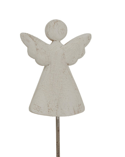 Whitewashed Rustic Angel On Stand