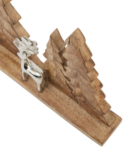 Wood And Metal Tree And Reindeer Decoration